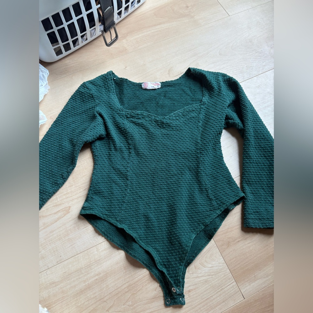 Vintage Green Textured Women's bodysuit